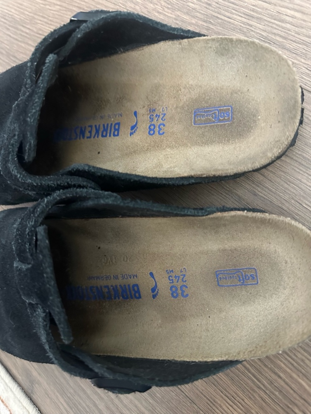 Birkenstock Black Suede Boston Clog Mule Size 38 - Picture 4 of 4